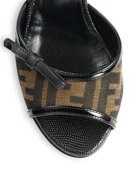 fendi zucca monogram peep-toe slides|Women's Designer Slides .